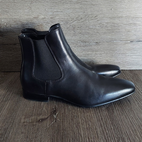 Aldo Black Leather Biondi-r Chelsea Boot Size 10 - Picture 1 of 9